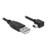KABELIS USB MINI(M) KAMPINIS PRAWO->USB-A(M) 2.0 3M JUODA DELOCK