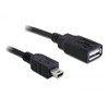 KABELIS USB MINI(M)->USB-A(F) 2.0 0.5M JUODA DELOCK