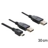 DELOCK 83178 Delock Cable 2 x USB 2.0-A male > USB mini 5 kontaktų. 0,3 m