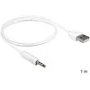 Baltas USB-A į 3,5 mm kabelis iPod grotuvams