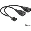 „Delock“ USB kabelio kaiščio antraštė, lizdas > 2 x A tipo USB 2.0 lizdas, 20 cm