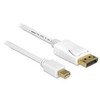 DeLOCK 83483 kabelis miniDisplyPort į DisplayPort 4K miniDisplayPort kištukas iki DisplayPort kištukas 3 m baltas