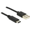 DELOCK Cable USB Type-C 2.0 vyriškas > USB 2.0 tipo A kištukas 1 m juodas
