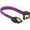 KABELIS SATA DATA III (6GB/S) F/F 10CM Z ZATRZASKAMI METALOWYMI KAMPINIS DÓŁ/PROSTO Violetinis DELOCK