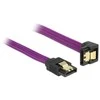 KABELIS SATA DATA III (6GB/S) F/F 30CM Z ZATRZASKAMI METALOWYMI KAMPINIS DÓŁ/PROSTO Violetinis DELOCK