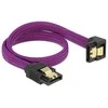KABELIS SATA DATA III (6GB/S) F/F 30CM Z ZATRZASKAMI METALOWYMI KAMPINIS DÓŁ/PROSTO Violetinis DELOCK