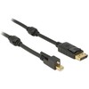 KABELIS DISPLAYPORT MINI(M) ZE ŚRUBĄ->DISPLAYPORT(M) V1.2 2M 4K JUODA DELOCK