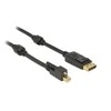 KABELIS DISPLAYPORT MINI(M) ZE ŚRUBĄ->DISPLAYPORT(M) V1.2 2M 4K JUODA DELOCK