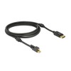 KABELIS DISPLAYPORT MINI(M) ZE ŚRUBĄ->DISPLAYPORT(M) V1.2 2M 4K JUODA DELOCK
