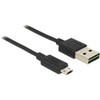 DELOCK kabelis EASY-USB 2.0 A tipo kištukas > EASY-USB 2.0 Type Micro-B male juodas 1 m