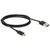 DELOCK kabelis EASY-USB 2.0 A tipo kištukas > EASY-USB 2.0 Type Micro-B male juodas 1 m