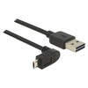 KABELIS USB MICRO(M) KAMPINIS GÓRA/DÓŁ->USB-A(M) 2.0 3M EASY-USB JUODA DELOCK