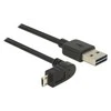 KABELIS USB MICRO(M) KAMPINIS GÓRA/DÓŁ->USB-A(M) 2.0 3M EASY-USB JUODA DELOCK