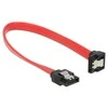 KABELIS SATA DATA III (6GB/S) F/F 20CM Z ZATRZASKAMI METALOWYMI KAMPINIS DÓŁ/PROSTO Raudonas DELOCK