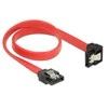 KABELIS SATA DATA III (6GB/S) F/F 30CM Z ZATRZASKAMI METALOWYMI Raudonas DELOCK