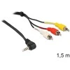 Delock 3.5 mm kampinis laidas su trimis spalvotais RCA kištukais