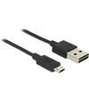 KABELIS USB MICRO(M)->USB-A(M) 2.0 0.2M DUAL EASY-USB JUODA DELOCK