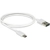DELOCK kabelis EASY-USB 2.0 A tipo kištukas > EASY-USB 2.0 Type Micro-B vyriškas baltas 1 m