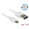 DELOCK kabelis EASY-USB 2.0 A tipo kištukas > EASY-USB 2.0 Type Micro-B vyriškas baltas 1 m