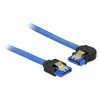 DELOCK Cable SATA 6 Gb/s lizdas tiesus > SATA lizdas kairysis kampinis 30cm mėlynas su auksiniais spaustukais