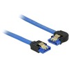 DELOCK Cable SATA 6 Gb/s lizdas tiesus > SATA lizdas kairysis kampinis 50cm mėlynas su auksiniais spaustukais