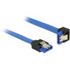 DELOCK Cable SATA 6 Gb/s lizdas tiesus > SATA lizdas žemyn kampuotas 20cm mėlynas su auksiniais spaustukais