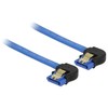 KABELIS SATA DATA III (6GB/S) F/F 10CM Z ZATRZASKAMI METALOWYMI KAMPINIS DÓŁ/DÓŁ Mėlynas DELOCK