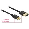 DELOCK kabelis didelės spartos HDMI su eternetu – HDMI-A kištukas > HDMI-A vyriškas 3D 4K 0,25 m plonas aukštos kokybės