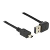 KABELIS USB MINI(M)->USB-A(M) 2.0 0.5M KAMPINIS GÓRA/DÓŁ EASY-USB JUODA DELOCK
