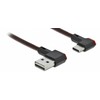 KABELIS USB-C(M)->USB-A(M) 2.0 0.5M KAMPINIS PRAWO Juodas DELOCK