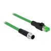 Delock tinklo kabelis M12 4 kontaktų D koduotas iki RJ45 kištuko PVC 2 m