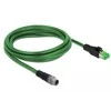 Delock tinklo kabelis M12 4 kontaktų D koduotas iki RJ45 kištuko PVC 2 m