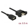 Delock Kabelis USB 2.0 A Buchse > USB 2.0 A Buchse zum Einbau 0,5 m