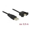 Delock kabelis USB 2.0 A kištukas > USB 2.0 A kištukas, skirtas montuoti 0,5 m