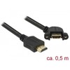 Delock Kabelis HDMI A Stecker > HDMI A Buchse zum Einbau 110° 4K 30 Hz 0,5 m