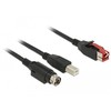 Delock PoweredUSB Kabelis Stecker 24 V > USB Typ-B Stecker + Hosiden Mini-DIN 3