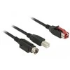 Delock PoweredUSB Kabelis Stecker 24 V > USB Typ-B Stecker + Hosiden Mini-DIN 3