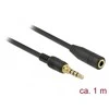 PRZEDŁUŻACZ AUDIO MINIJACK 3.5MM M/F 4/3 PIN 1M JUODA DLA IPHONE DELOCK