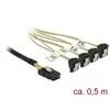 Delock Kabelis Mini SAS SFF-8087 > 4 x SATA 7 Pin gewinkelt 0,5 m