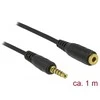 Delock Verlängerungskabel Klinke 3,5 mm 5 Pin Stecker zu Buchse 1 m juodas