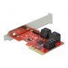 DELOCK 6 prievadų SATA PCI Express x4 plokštė - žemo profilio formatas