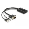 „DeLOCK“ HDMI į VGA adapteris su garsu, 25 cm, 0,25 m, HDMI A tipo (standartinis), VGA (D-Sub) + 3,5 mm + USB A tipo, lizdas, kištukas, tiesus