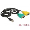 Adapteris USB Delock DELOCK Adapteris USB 2.0 A > 2x Seriell DB9 RS-232 St/St 1.5m
