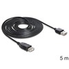 USB kabelis Delock USB-A - USB-A 5 m Juodas (83373)