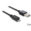 USB kabelis Delock USB-A – microUSB 3 m juodas (83368)