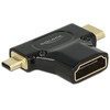 DELOCK Adapteriai Didelės spartos HDMI su Ethernet – HDMI-A lizdas > HDMI Mini-C vyriškas + Micro-D kištukas juodas