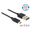 KABELIS USB MICRO(M)->USB-A(M) 2.0 0.2M DUAL EASY-USB JUODA DELOCK