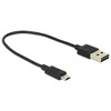 KABELIS USB MICRO(M)->USB-A(M) 2.0 0.2M DUAL EASY-USB JUODA DELOCK