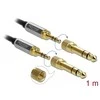 GARSO KABELIO MINIJACK 3,5 MM M/M 3 PIN + 2X UŽSUKIMO ADAPTERIS 6,35 MM 1M JUODA DELOCK