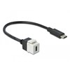 KEYSTONE MODULIS, USB-C(F) 3.0->USB-C(M) LIZDAS ANT 25CM KABELIO JUODA-Baltas DELOCK